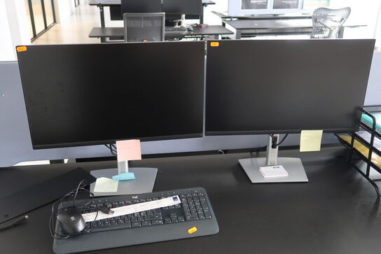 2 stk. computerskærme DELL P2422HE, tastatur, mus