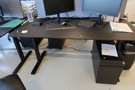 El. hæve/sænke skrivebord PAUSTIAN med afskærmning uden indhold samt skuffemodul