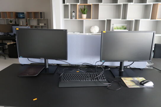 2 stk. computerskærme SAMSUNG S24E450, dockingstation LENOVO ThinkPad, tastatur, mus