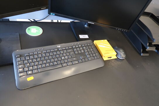 2 stk. computerskærme SAMSUNG S24E450, F24T450FQR, dockingstation, tastatur, mus