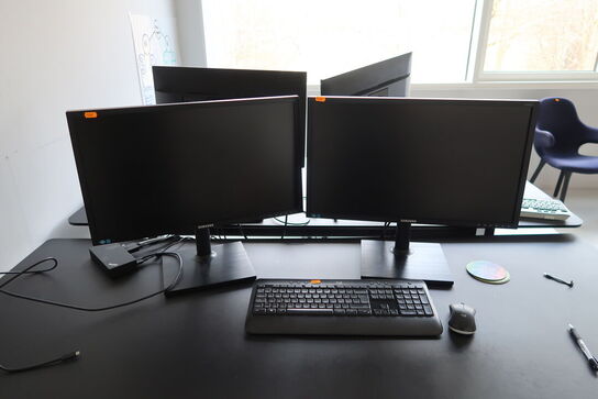 2 stk. computerskærme SAMSUNG S24E450B, dockingstation LENOVO Thinkpad, tastatur og mus