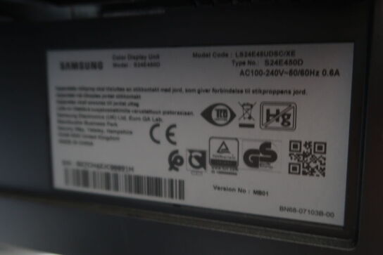 2 stk. computerskærme SAMSUNG S24E450, dockingstation LENOVO Thinkpad, tastatur, mus