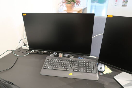 2 stk. computerskærme DELL P2422H, tastatur, mus