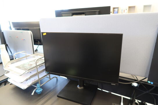 2 stk. computerskærme SAMSUNG F24T450FQR, tastatur, mus, dockingstation LENOVO