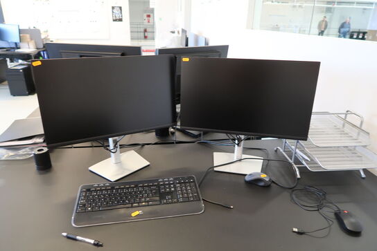 2 stk. computerskærme DELL P2422H med tastatur og mus