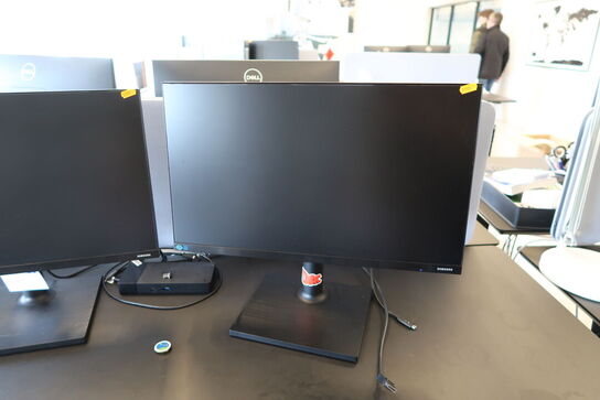 2 stk. computerskærme SAMSUNG F24T452FQR, dockingstation DELL