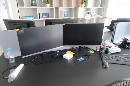 2 stk. computerskærme SAMSUNG S24R650FDU, dockingstation LENOVO Thinkpad, tastatur, mus