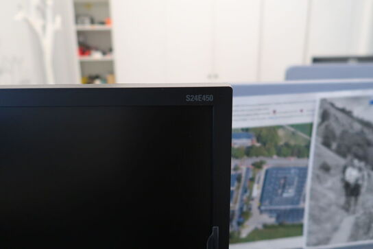 2 stk. computerskærme SAMSUNG S24E450, dockingstation LENOVO Thinkpad, tastatur, mus