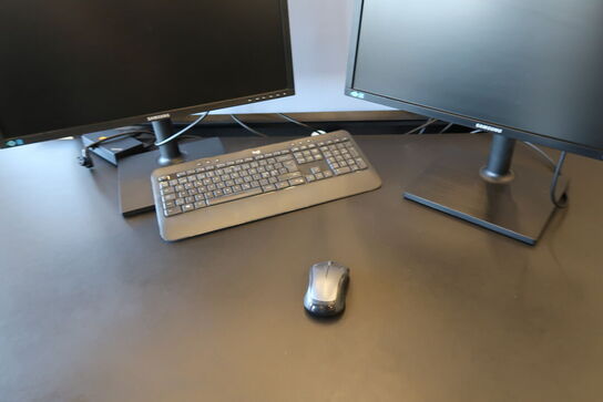 2 stk. computerskærme SAMSUNG S24E450, S23C450, dockingstation LENOVO Thinkpad, tastatur, mus