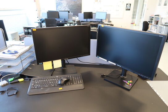 2 stk. computerskærme SAMSUNG S24E450B, dockingstation LENOVO Thinkpad, tastatur og mus