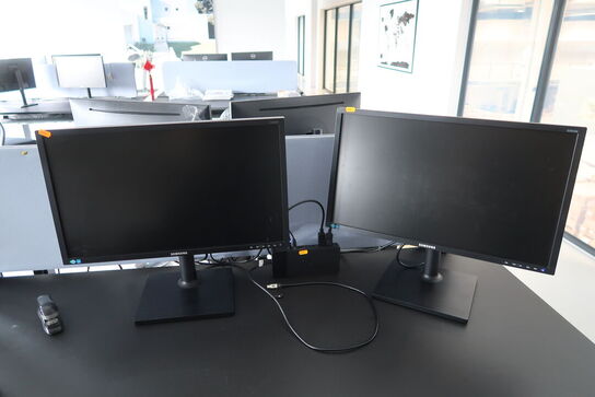 2 stk. computerskærme SAMSUNG S24E450, dockingstation LENOVO Thinkpad