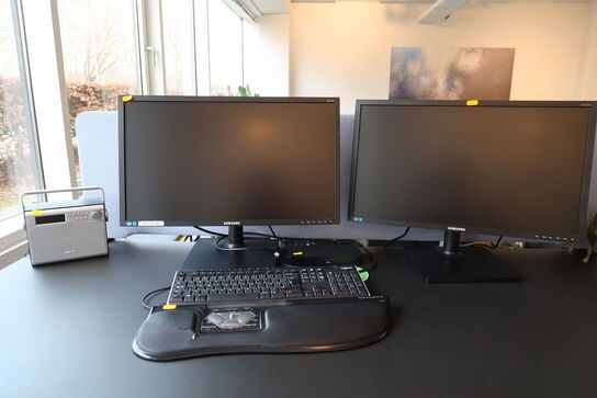 2 stk. computerskærme SAMSUNG S24E450, dockingstation DELL, tastatur, rollermouse