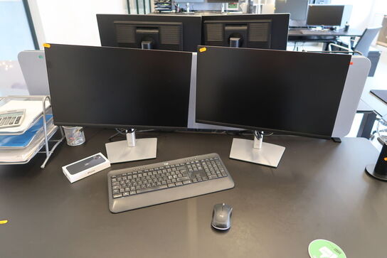 2 stk. computerskærme DELL P2422H, tastatur, mus
