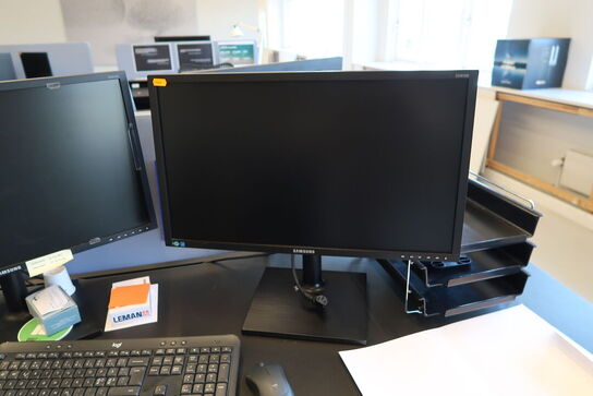 2 stk. computerskærme SAMSUNG S24E450, dockingstation LENOVO Thinkpad, tastatur, mus