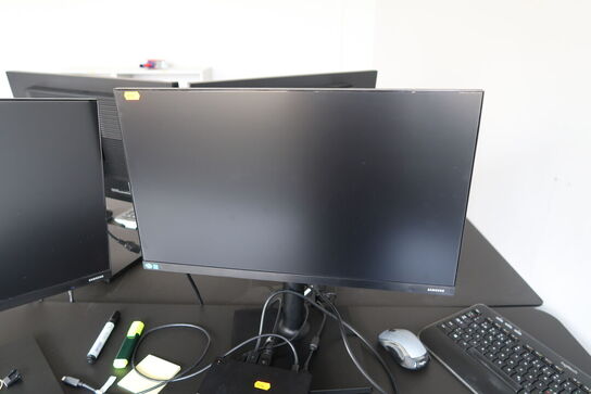 2 stk. computerskærme SAMSUNG F24T450FQR, dockingstation LENOVO, tastatur, mus