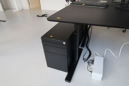 El. hæve/sænke skrivebord PAUSTIAN uden indhold samt skuffemodul