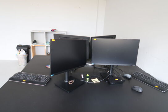 2 stk. computerskærme SAMSUNG F24T450FQR, dockingstation LENOVO, tastatur, mus