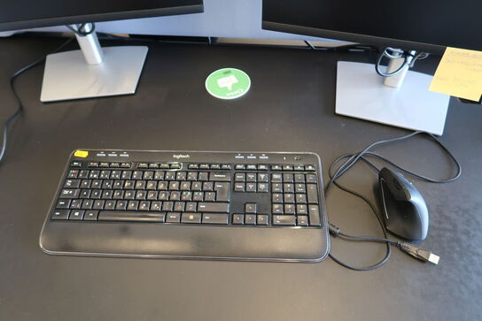 2 stk. computerskærme DELL, tastatur, mus