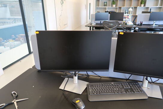 2 stk. computerskærme DELL P2422HE, tastatur, mus