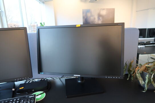 2 stk. computerskærme SAMSUNG S24E450, dockingstation DELL, tastatur, rollermouse