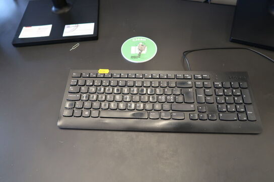 2 stk. computerskærme SAMSUNG S24E450 m.fl. tastatur, dockingstation LENOVO