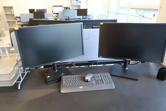 2 stk. computerskærme SAMSUNG S24E450, dockingstation LENOVO Thinkpad, tastatur, mus