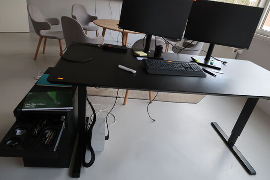 El. hæve/sænke skrivebord uden indhold samt skuffemodul