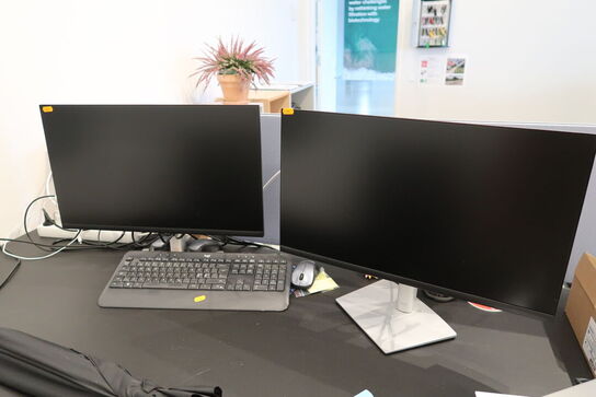 2 stk. computerskærme DELL P2422H, tastatur, mus