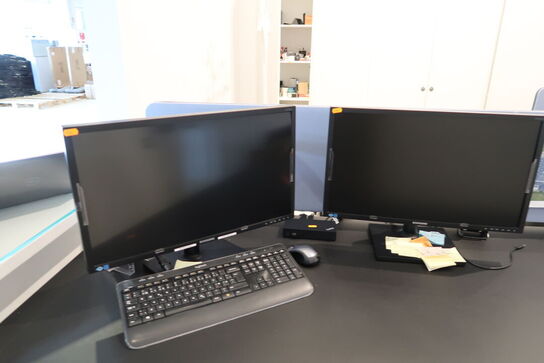 2 stk. computerskærme SAMSUNG S24E450, dockingstation LENOVO Thinkpad, tastatur, mus
