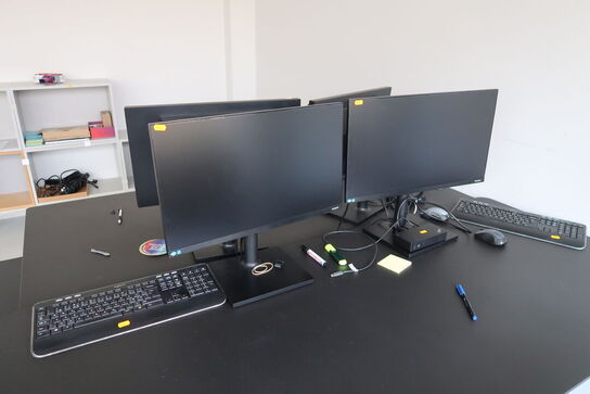 2 stk. computerskærme SAMSUNG F24T450FQR, dockingstation LENOVO, tastatur, mus