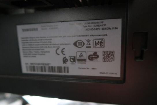 2 stk. computerskærme SAMSUNG S24E450D, dockingstation LENOVO ThinkPad Thunderbolt 3 Dock Gen 2, tastatur og mus