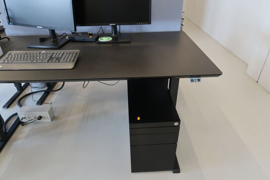 El. hæve/sænke skrivebord uden indhold med skuffemodul