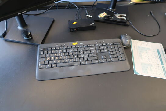 2 stk. computerskærme SAMSUNG S24E450, dockingstation LENOVO ThinkPad, tastatur, mus