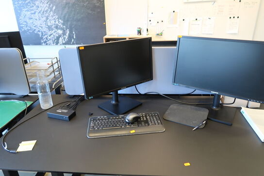 2 stk. computeskærme SAMSUNG S23E450, dockingstation LENOVO Thinkpad, tastatur, mus