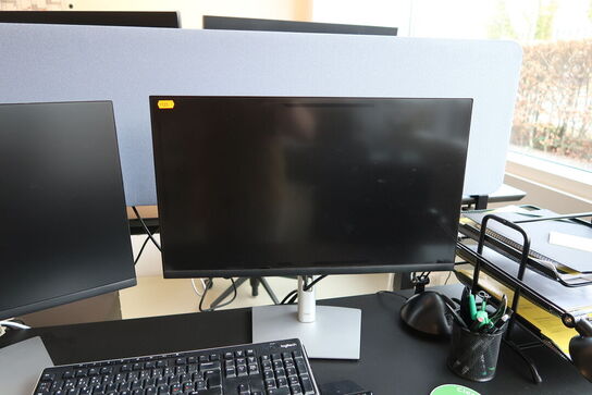 2 stk. computerskærme DELL P2422HE, tastatur, mus, rollermouse