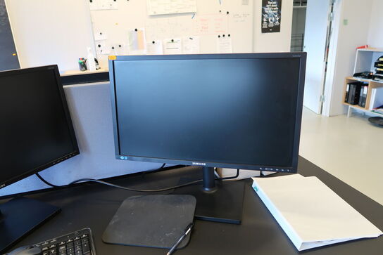 2 stk. computeskærme SAMSUNG S23E450, dockingstation LENOVO Thinkpad, tastatur, mus