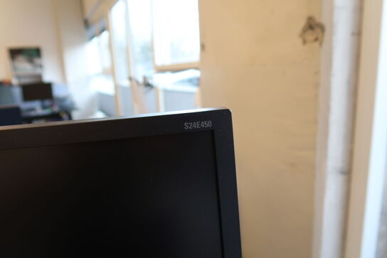 2 stk. computerskærme SAMSUNG S24E450, dockingstation LENOVO Thinkpad, tastatur, mus