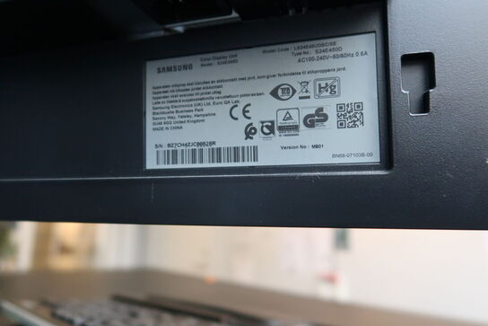 2 stk. computerskærme SAMSUNG S24E450, dockingstation DELL, tastatur, rollermouse