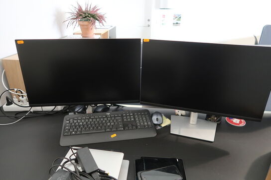 2 stk. computerskærme DELL P2422H, tastatur, mus