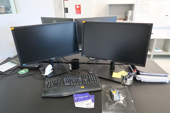 2 stk. computerskærme SAMSUNG S24E450D, dockingstation LENOVO ThinkPad Thunderbolt 3 Dock Gen 2, tastatur og mus