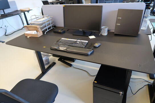 El. hæve/sænke skrivebord PAUSTIAN uden indhold samt skuffemodul