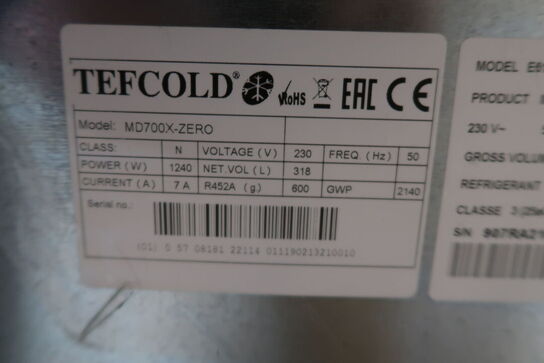 Køleskab med gardin, Tefcold MD 700X-ZERO