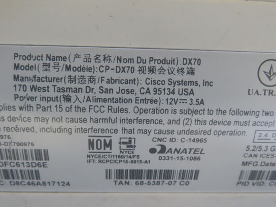 Konferrencesystem CISCO DX70 (MOMSFRI)