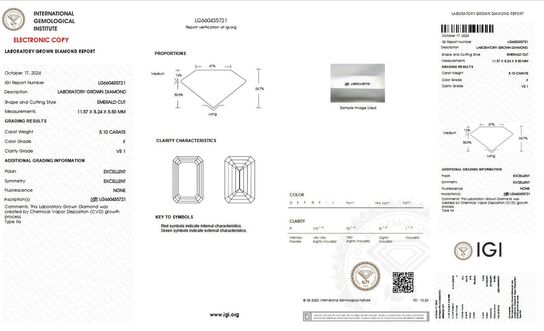 5,10 ct Diamant og 18 kt. hvidguldring (Lab fremstillet*) IGI.