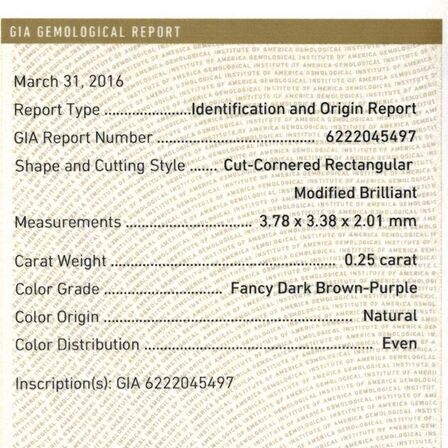 Diamantring med rødviolet diamant af 14 kt. hvidguld, ialt ca. 0.58 ct. GIA