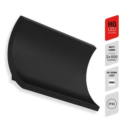 Telefunken udendørslampe led up down Sort(ubrugt)