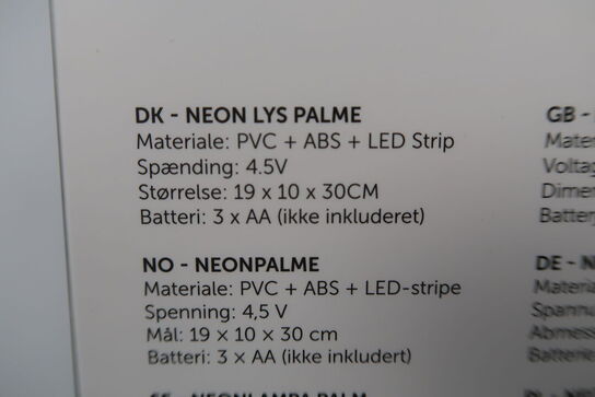 3 stk. Alive Neon light, Palm tree