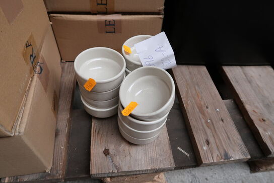 24 stk. Skål stabelbar stentøj råhvid 80 mm Rustik