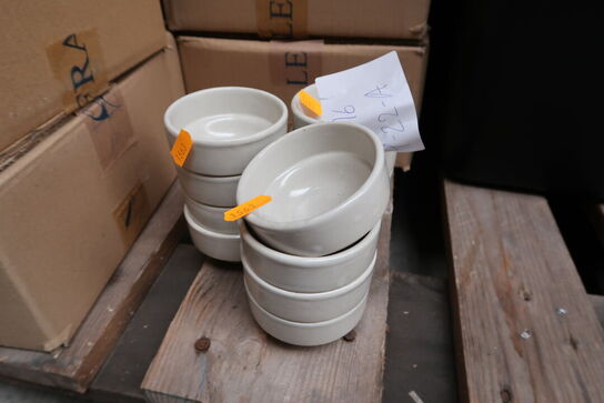 24 stk. Skål stabelbar stentøj råhvid 80 mm Rustik