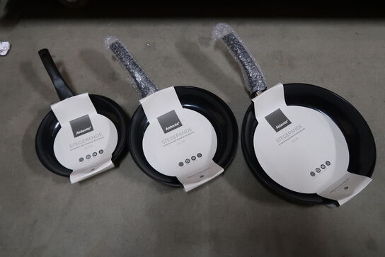 3 stk. Aldente keramisk stegepander 20cm, 24 cm & 28 cm